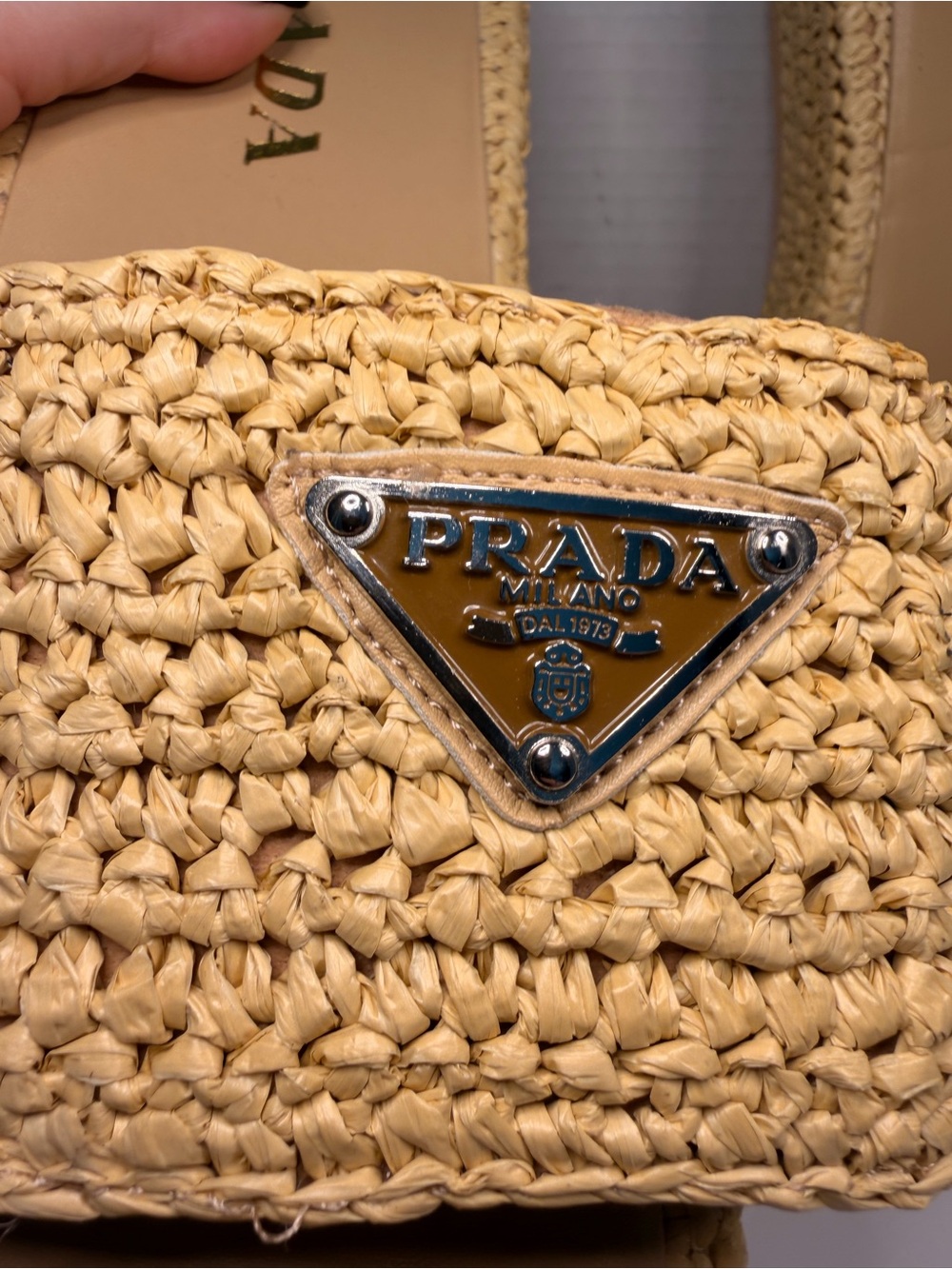 Prada Raffia Platform Slide Sandals with Triangle Logo Size 10 - Picture 3 of 6
